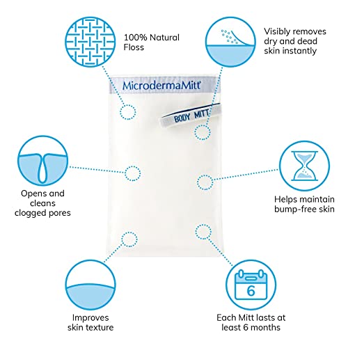 MicrodermaMitt Original Deep Exfoliating Mitt for Body - Premium Turkish Kessa Dead Skin Remover & Body Exfoliator for Keratosis Pilaris & Self-Tan Removal, Natural Skin Care Glove for Smooth Skin