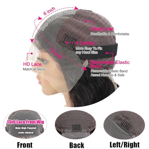 Sunelk 30 Inch 13x6 Lace Front Wigs Human Hair 200% Density Body Wave Lace Front Wigs HD Transparent Lace Frontal Wigs for Women Glueless Wigs With Baby Hair