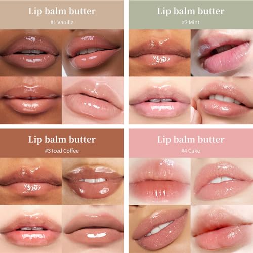 4Pack Special Lip Balms - Lip Balm Hydrating - Tinted Lip Butter Balm - Moisturizing Lip Gloss Set - Girls Lip Oil - Lip Moisturizer for Women - Lip Care Products - Gifts for Teen Girls