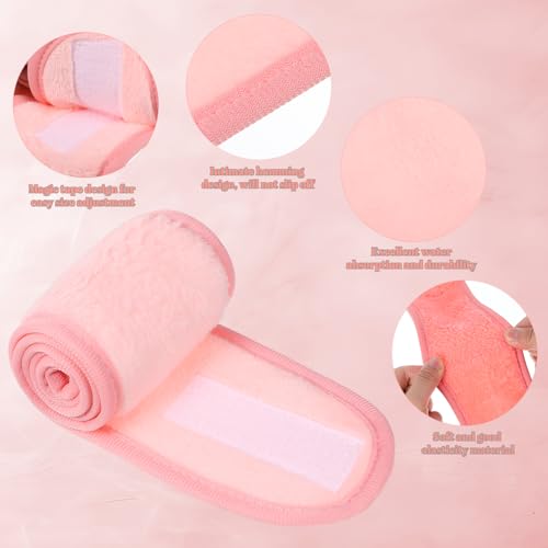 obeoby 6 Pack Spa Facial Headbands for Women, Adjustable Face Wash Headband Coral Fleece Skincare Headband for Shower Yoga Stocking Stuffers for Women Girls