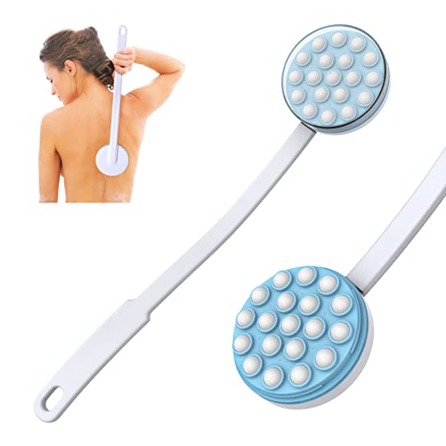 Back Lotion Applicator and Massager by Body Long Handheld self-Handhled Easy Reach for Sunscreen, Cream, Shower Gel on Back, Legs and Feet, Long Shower Bath Brush, Easily Roll-a Dispenser