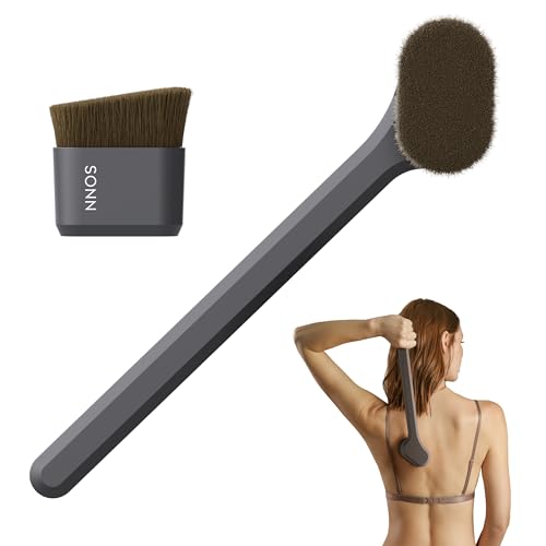 SONN Self Tanner Brushes - Body and Face Kabuki Brush Applicator for Fake Tan, Lotion, Makeup, and Sunscreen, Back Brush Applicator for Sunless Tanner and cream (Combo Pack)