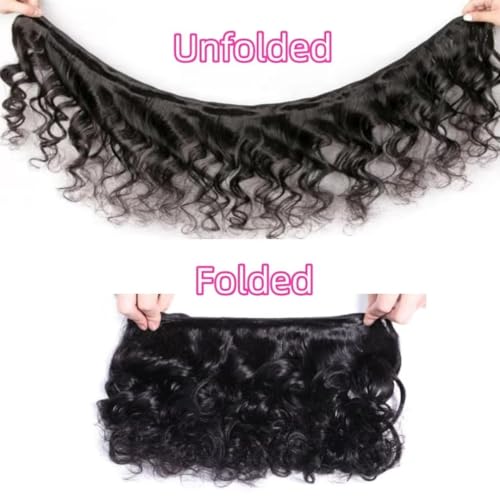 Loose Wave Human Hair Long Brazilian Virgin Bundles - Natural Black Color, Can Be Dyed and Styled - 3 Weave Bundles Total 300g - 22, 24, 26 Inch