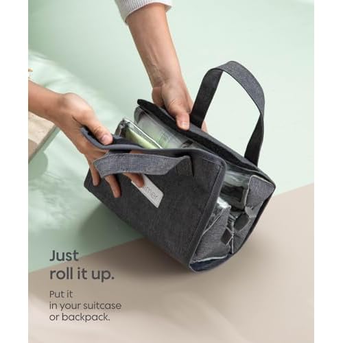 Small Roll Up Toiletry Bag for Traveling Women - Travel Makeup Bag with 4 Removable Compartments - Hanging Toiletry Bag - Cosmetic Travel Bag - Medicine Bag - TSA Approved Toiletry Bag