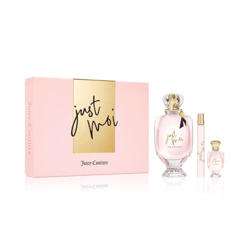 Juicy Couture Just Moi Eau de Parfum 3 Piece Fragrance Gift Set, Includes EDP Spray, Spray Pen & Mini Women's Perfume - Amber Vanilla Scent, Travel Size, 3.4 fl oz