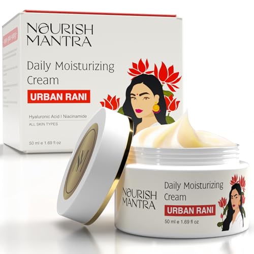NOURISH MANTRA - Urban Rani Daily Moisturizing Cream | Face Cream Made With Hyaluronic Acid, Niacinamide & Sea Buckthorn | Moisturizer for All Skin Types | Hydrates & Nourishes Skin | 50 ml
