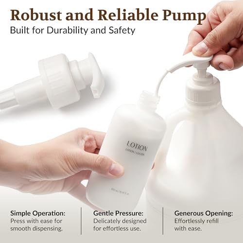 Gallon Shampoo Conditioner and Body Wash Refillable Set with 10.14 oz Matching Pump Bottles 9Pcs Large Capacity Hotel Supplies and Toiletries