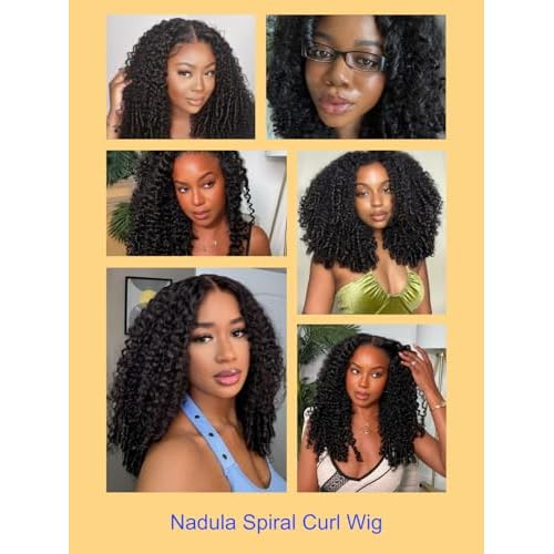 Nadula 13X4 HD Burmese Curly Drawstring Wig Human Hair with Finger Coil Ends, Glueless Pre Everything Spiral Curly Bye Bye Knots Lace Front Wig Pre Plucked with Ear Tape Ready to Go 150 Density 16inch