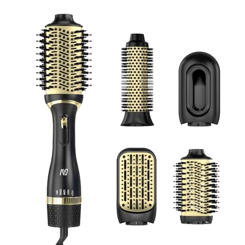 Hair Dryer Brush Set, Multifunctional Hot Air Brush for Salon Blowouts, Negative Ion Technology & Quick Drying, Shiny and Less Frizz, Black Champagne