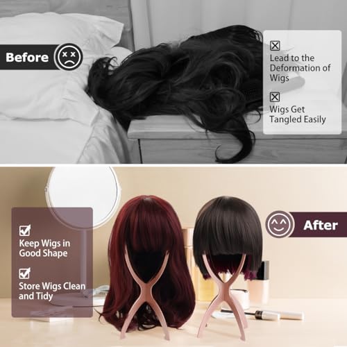 Dreamlover Wig Head Stand for Wigs, Rose Gold, 3 Packs