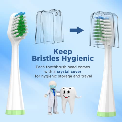 Replacement Toothbrush Heads for Waterpik Complete Care 5.0/9.0 (CC-01/WP-861), with Covers, 10 Count, White