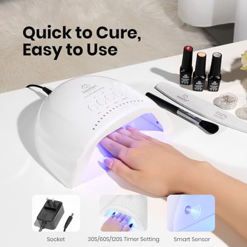 Beetles UV Nail Lamp - LED Nail Lamp with 3 Timer 30/60/120s UV Light for Gel Nails Smart Sensor Nails Dryer for Fast Curing Gel Polish Top Coat and Base Coat, DIY Salon Manicure Art Tools, White