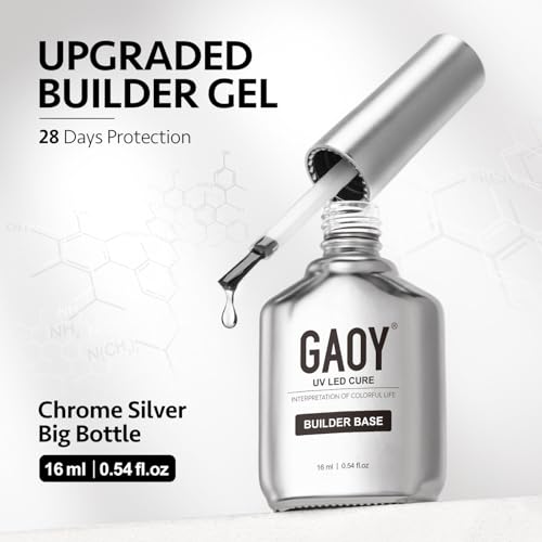 GAOY Clear Builder Gel for Nails, 16ml Rubber Base Builder Gel, Nail Strengthener in a Bottle, Soak Off Long Lasting UV Light Cure Nail Art DIY