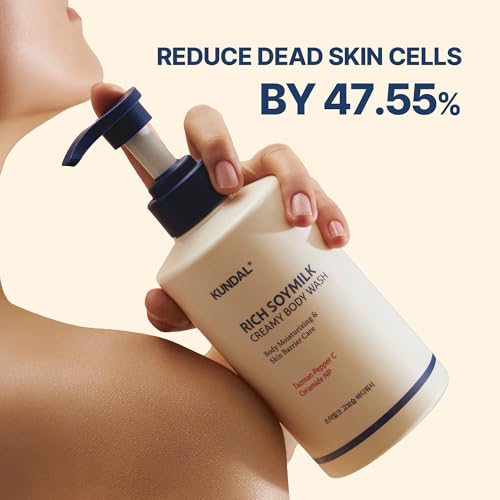 KUNDAL Soymilk Body Wash & Body Cream Set, Moisturizing Body Care with Ceramides, Hydrating Skincare Duo for Dry Skin, Mellow Vanilla Scent (16.9 fl oz + 6.76 fl oz), Stocking Stuffers