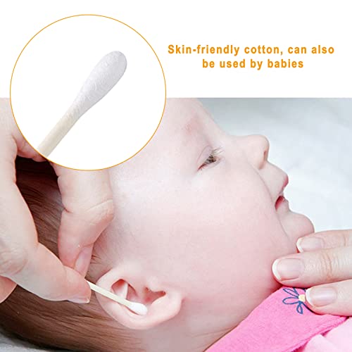 Cotton Swabs, Individually Wrapped Cotton Buds, 400 Count Biodegradable Cotton Tip Applicator Suitable for Ear, Beauty Care, Cleaning, Make-up£¨Round and Pointed Shape Cotton Heads£©