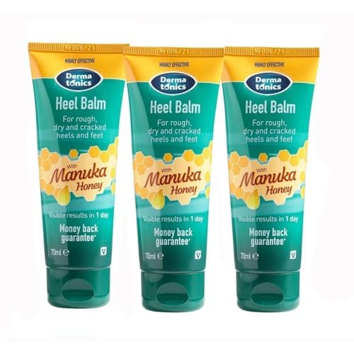 Dermatonics Manuka Honey Heel and Elbow Moisturizing & Exfoliating Cream for Dry and Cracked Heels | Dry Feet Treatment & Cracked Heel Repair for Rough, Dry and Cracked Feet, 2.37 fl oz Tube, 3 Pack