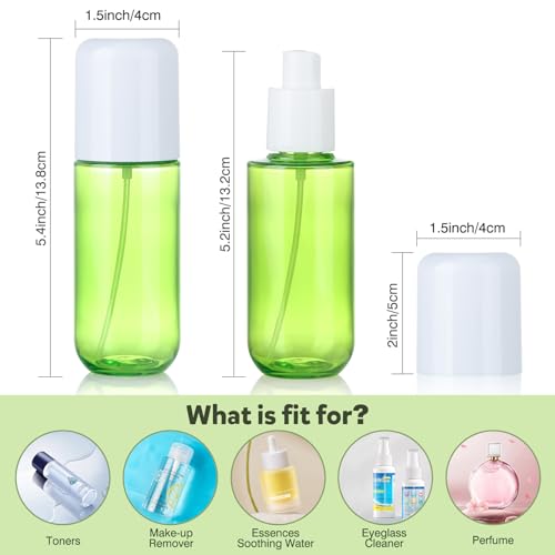 Bynccea Travel Spray Bottle 3.4oz/100ml Plastic Mini Bottle Set - Fine Mist Mini Empty Spray Bottles - Refillable Small Spray Bottles for Cleaning Solutions, Liquid Cosmetics