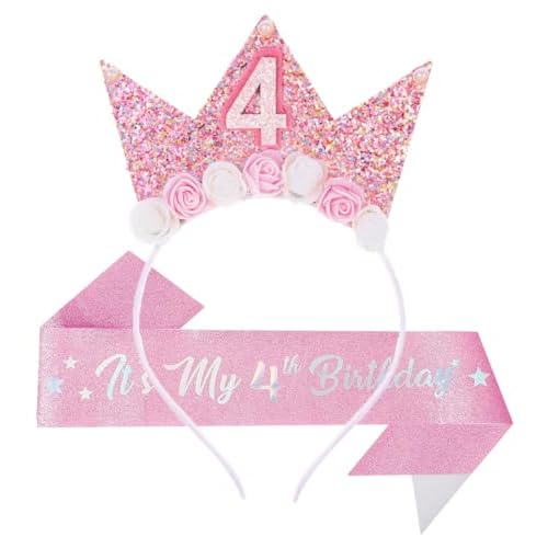 Birthday Tiara Crown with Sash for Party Decorations