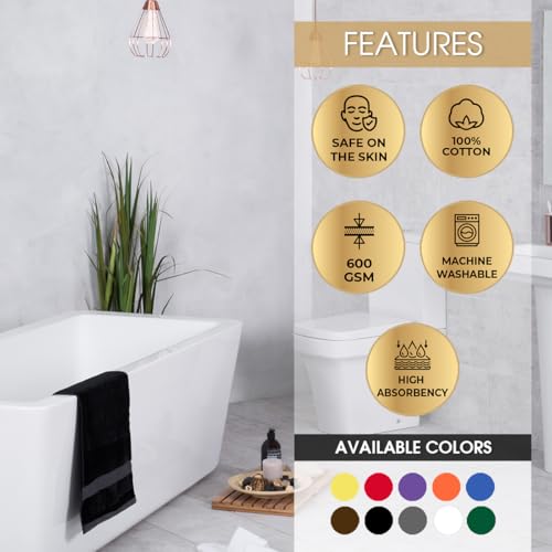 Ample Decor Wash Cloths Pack of 10, Oeko Tex Certified 600 GSM 100% Cotton Soft Absorbent, Premium Quality Durable Machine Washable, Ideal for Bathroom, Pool, Hotel, Spa ? Orange