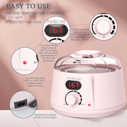 Waxing Kit for Women Hair Removal with Silicone Wax Warmer Liner, Digital Waxing Machine Hard Wax Kit for Full Body, Arms, Legs, Face, Bikini, Brazilian Wax Kit for Women Men Sensitive Skin