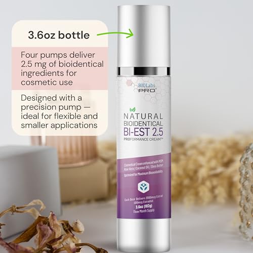 BIOLABS PRO Estro Cream BiEST 2.5 - Bioidentical Natural Solution - 2.5mg Per Dose - Three Month Supply - Luxury Bottle - 3.6oz