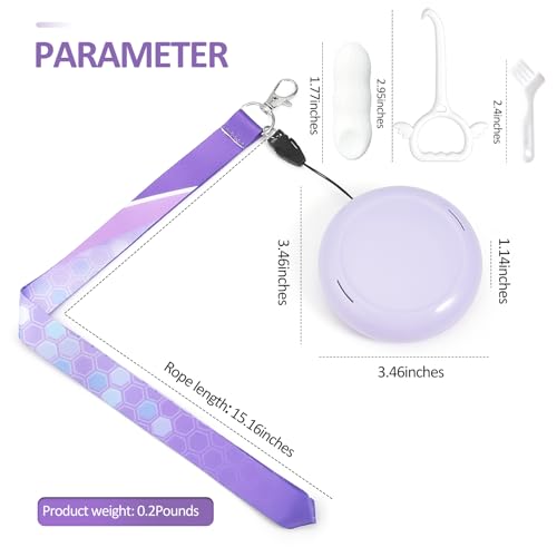 Retainer Case with Mirror and Lanyard,Slim Aligner Case with Vent Holes,Cute Dental Brace Box with Retainer Removal Tool and Brush (Purple Pink with Lanyard)