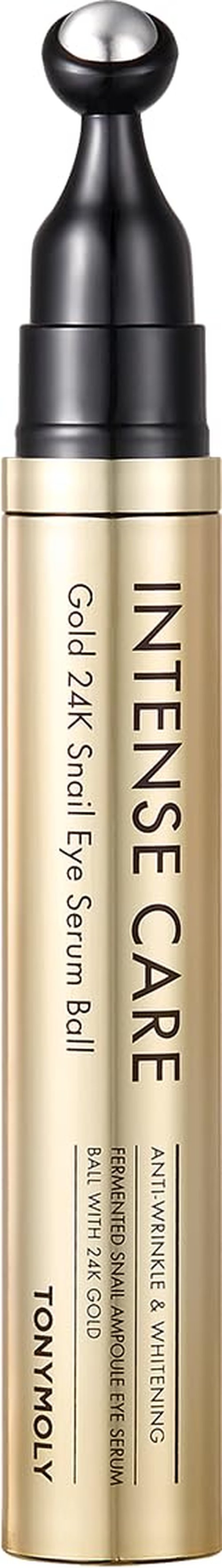 TONYMOLY Intense Care 24K Gold Snail Eye Serum – Anti-Aging, Reduces Puffiness, Dark Circles & Wrinkles – Hyaluronic Acid & Peptides – 360° Eye Roller, 20ml