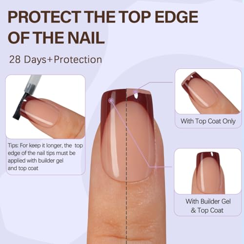 Misssix XBASICTIPS French Tip Press On Nails, 150Pcs French Gel Nail Tips Short Square, Soft Gel Pre-shaped No Need to File 3 in 1 Tips, Fake Nails for Nail Art DIY Extension Designs 15 Sizes