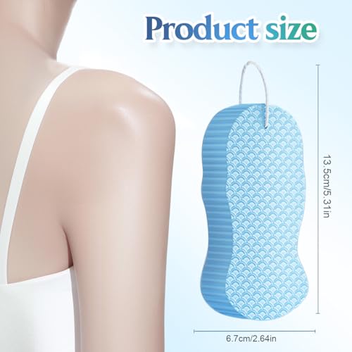 Magic Exfoliating Bath Sponge, Magic Exfoliating Body Scrubber Skin Friendly & Reusable for Adults Women and Men (Blue+Pink)