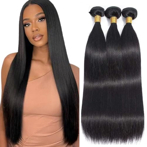 Straight Bundles Human Hair 14 16 18 Inch Unprocessed Brazilian Virgin Hair Straight Weave Bundle Real Natural Black Human Hair Extensions 150g