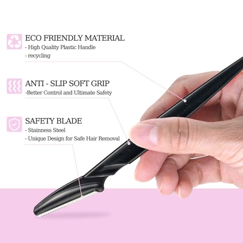 40pcs Eyebrow Razor for Women, Newbie Friendly Dermaplane Razor, Face Razors and Shaver Dermaplaning with Protective Covers (Black)