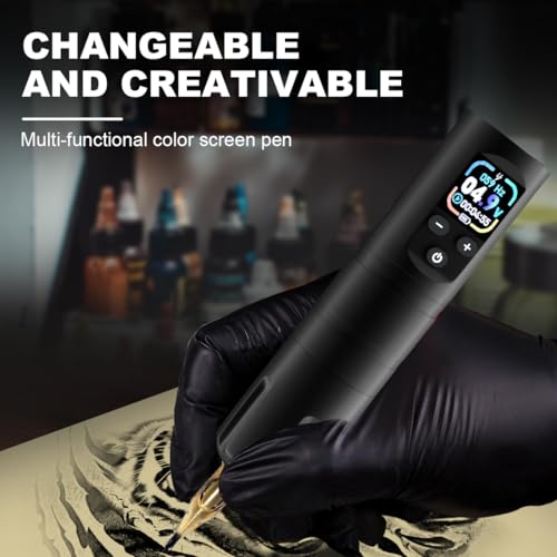 KVM Wireless OLED Tattoo Pen Kit Tattoo Gun Kit Cartridges Wireless Rotary Tattoo Gun Kit Includes 57 Tattoo Accessories Suitable for Tattoo Artists£¨Tattoo ink are for tattoo practice use only£©