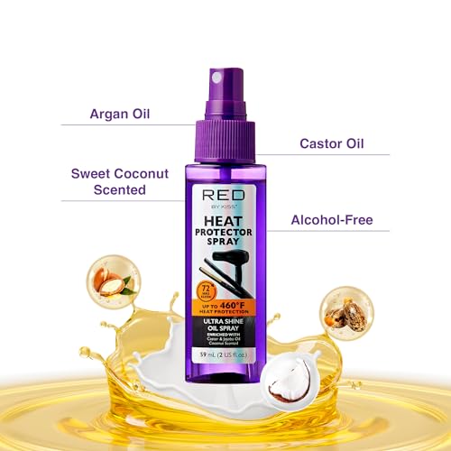 Red by Kiss Heat Protector Spray for Thermal Protection, Anti-Frizz, Ultra Shine, and Hydration - Protects Hair Up To 460¡ÆF (2 Fl Oz)