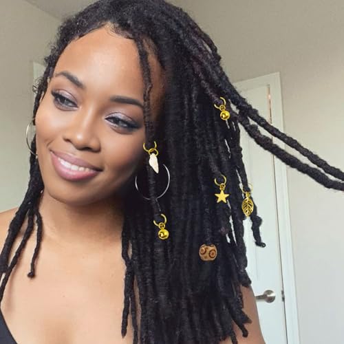 241 PCS Hair Jewelry for Braids and Locs - Metal Gold Silver Clips, Shells, Imitation Wood Beads, Charms, Adjustable Cuffs, Rings for Women and Girls
