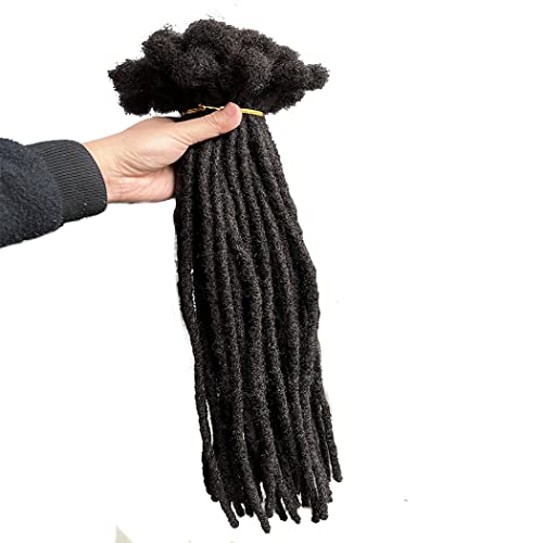 Human Hair Dreadlocks Extension Handmade Locs Small Size(diameter 0.4cm) 16inch 40 Strands/pack Natural Black #1B