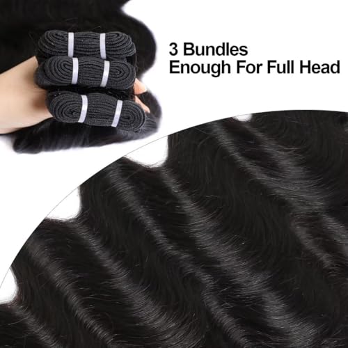 Iwish Raw Bundles Human Hair Body Wave Thick Ends No Tangle Shedding 12A Raw Indian Hair Bundles 16 18 20 Inches Natural Black Color 1B Weave Bundle Human Hair 3Pcs/Lot