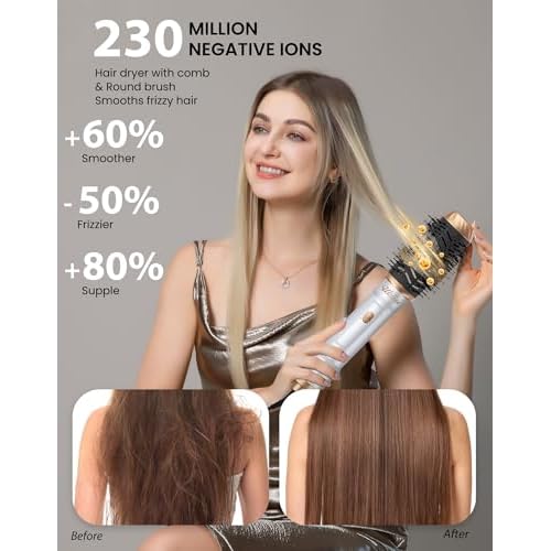 Ukliss 6 in 1 Hair Dryer Brush, Air Styler with Auto Wrap Curling - Ionic Blow Dryer for Frizz-Free Fast Drying, Volumizing Brush & Straightener for All Hair Types, ALCI Plug