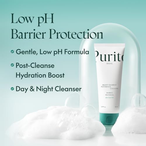 PURITO Mighty Bamboo Panthenol Cleanser, Gentle Face Wash for Moisturizing, Makeup Remover, for Sensitive Skin, Vegan & Cruelty-Free Face Cleanser150ml / 5.07 fl. Oz.