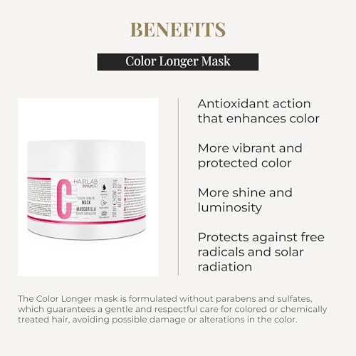 SALERM - Dyed, Bleached, or Gray Hair Mask - Color Longer Hair Lab - 250 ml - with Vitamins A and E - Seals and Maintains Color - Shinier Hair - Sulfate and Paraben-Free