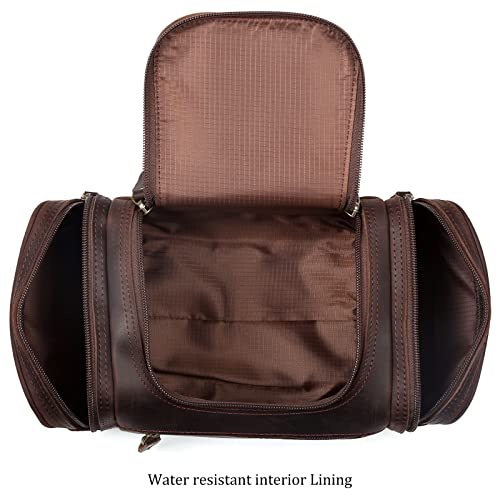 Polare Toiletry Bag Full Grain Leather Shaving Kit Dopp Kit Travel Case Wash Bag with YKK Zippers