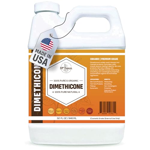 33rd Parallel | DIMETHICONE Oil (32 oz) 100% Pure, Cosmetic Grade | Widely Used in Moisturizers, Lotions, Primers, Foundations, Hair Products, Sunscreen, Wound Care | 32 Ounces