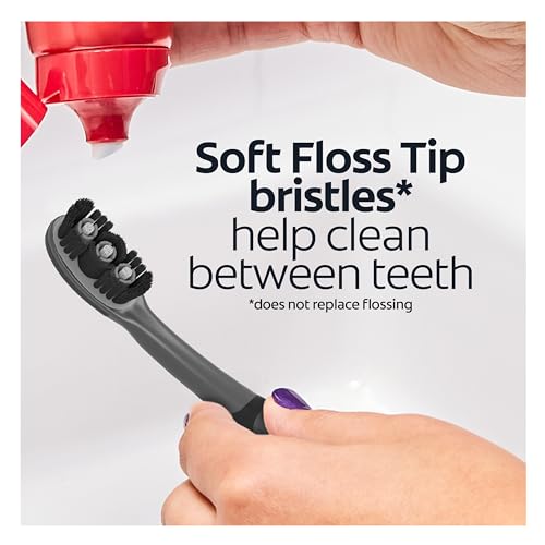 Colgate 360 Vibrate Charcoal Battery Operated Toothbrush Pack, Soft with 1 AAA Battery Included, Black, 2 Count