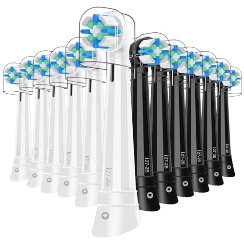 12 Pack Replacement Heads with Medium Soft Bristles Compatible with Oral b IO 2/3/4/5/6/7/8/9/10 Series Electric Toothbrush, IO Brush Heads Compatible with Oral b (Black/White)