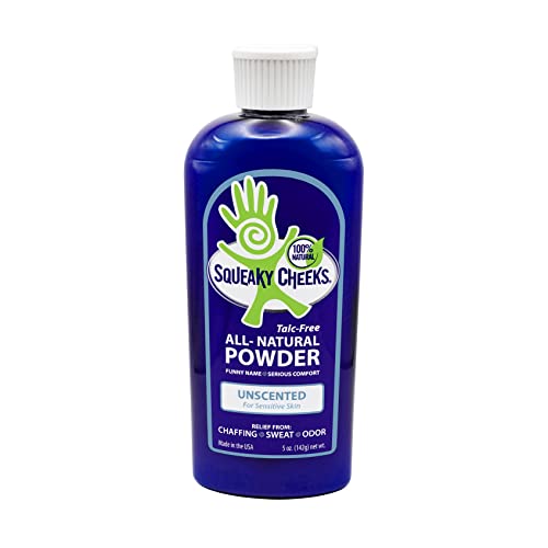 Squeaky Cheek Organic Talc-Free Unscented Dusting Powder (5oz) - Gentle, Nourishing, Fragrance-Free for Sensitive Skin