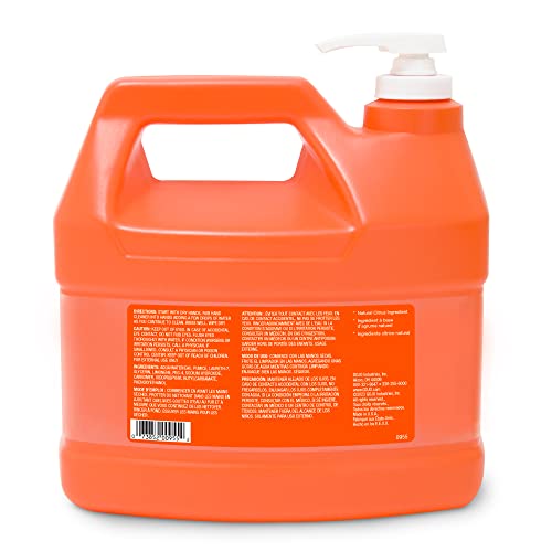 GOJO NATURAL ORANGE Pumice Hand Cleaner, 1 Gallon Quick Acting Lotion Hand Cleaner with Pumice Pump Bottle (Pack of 4) - 0955-04