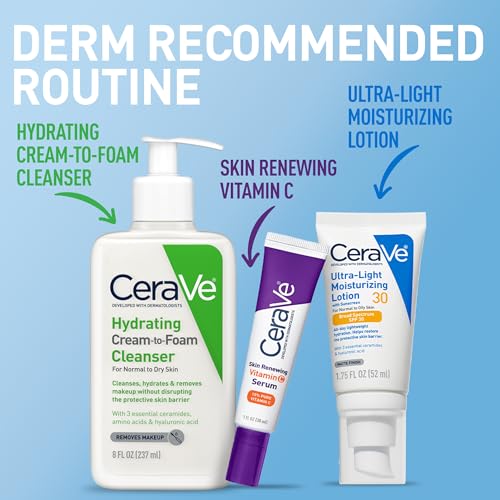 CeraVe Ultra-Light Moisturizing Lotion With SPF 30, Daily Face Moisturizer with SPF, Formulated with Hyaluronic Acid & Ceramides, Broad Spectrum SPF, Oil Free, Matte Finish, 1.7 Ounce