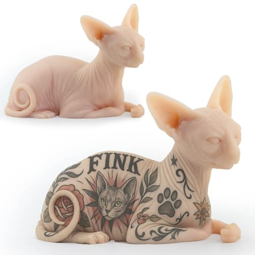 Silicone Cat Model Tattooable Sphynx Cat Model Life Sized Tattooing Fake Skin Body For Tattoo Practice and 3D Display Simulates Real Skin Premium Quality Realistic Silicone Model