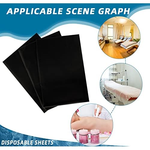 Tatuo 50 Pieces 31 x 70 Inches Disposable Bed Sheets Bed Cover Massage Table Sheet Non-woven Fabric for Spa, Lash, Beauty Salon, Waxing, Hotels(Black)
