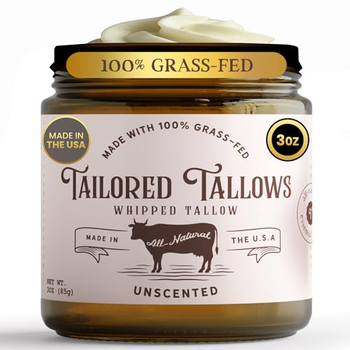 Whipped Tallow Cream Moisturizer 100% Grass Fed Natural Face & Body Lotion Unscented, Non-Greasy Balm for Dry, Sensitive Skin | Whipped Beef Tallow Lotion Made in USA