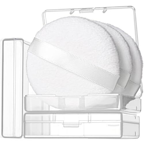 Teenitor 3pcs Setting Powder Puff 2.36 Inch, Soft Applicator for Loose and Pressed Powder, Face Makeup Puff With Cases